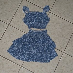 two piece crop top with flowy skirt